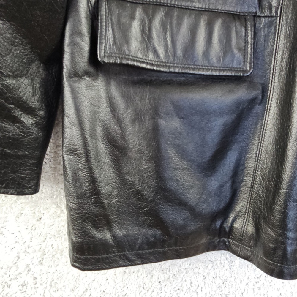 Wilsons M. Julian Diamond Quilted Black Leather Jacket Men's Size XL Button Up - Picture 10 of 16